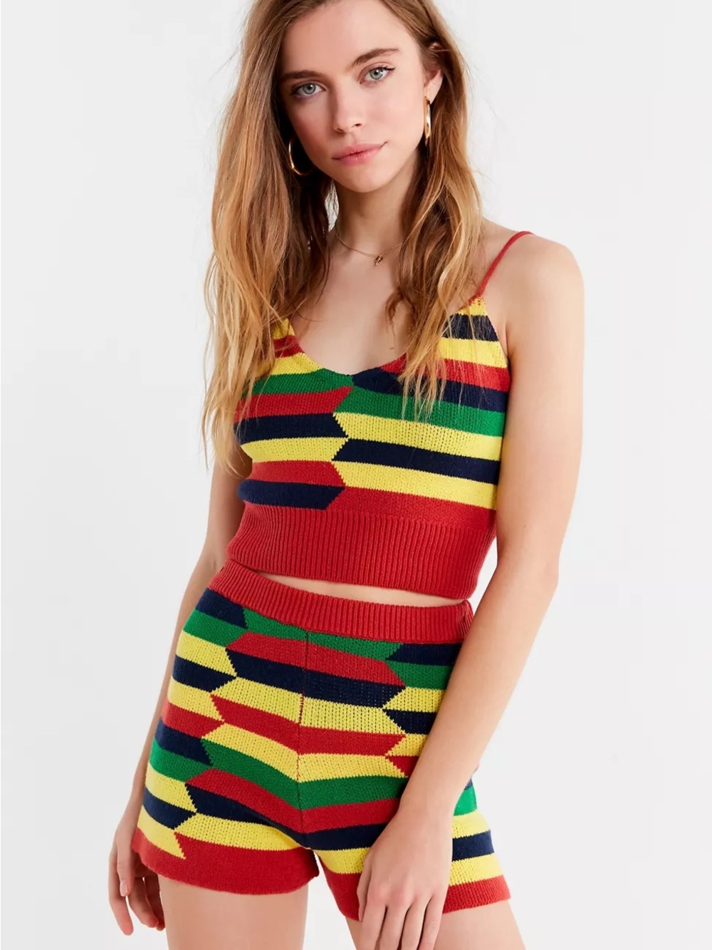 Urban Outfitters Chevron Knit Shorts Colorful Striped High Rise S
